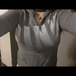 gray PINK zip up sweater